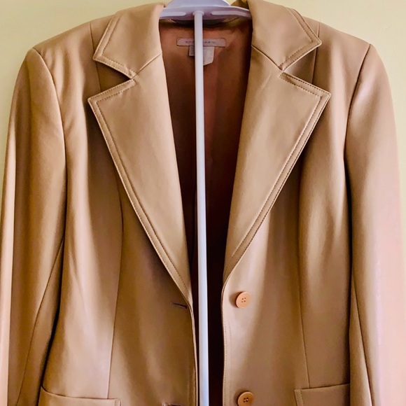 Zara Basic light cream faux leather jacket - Picture 4 of 6